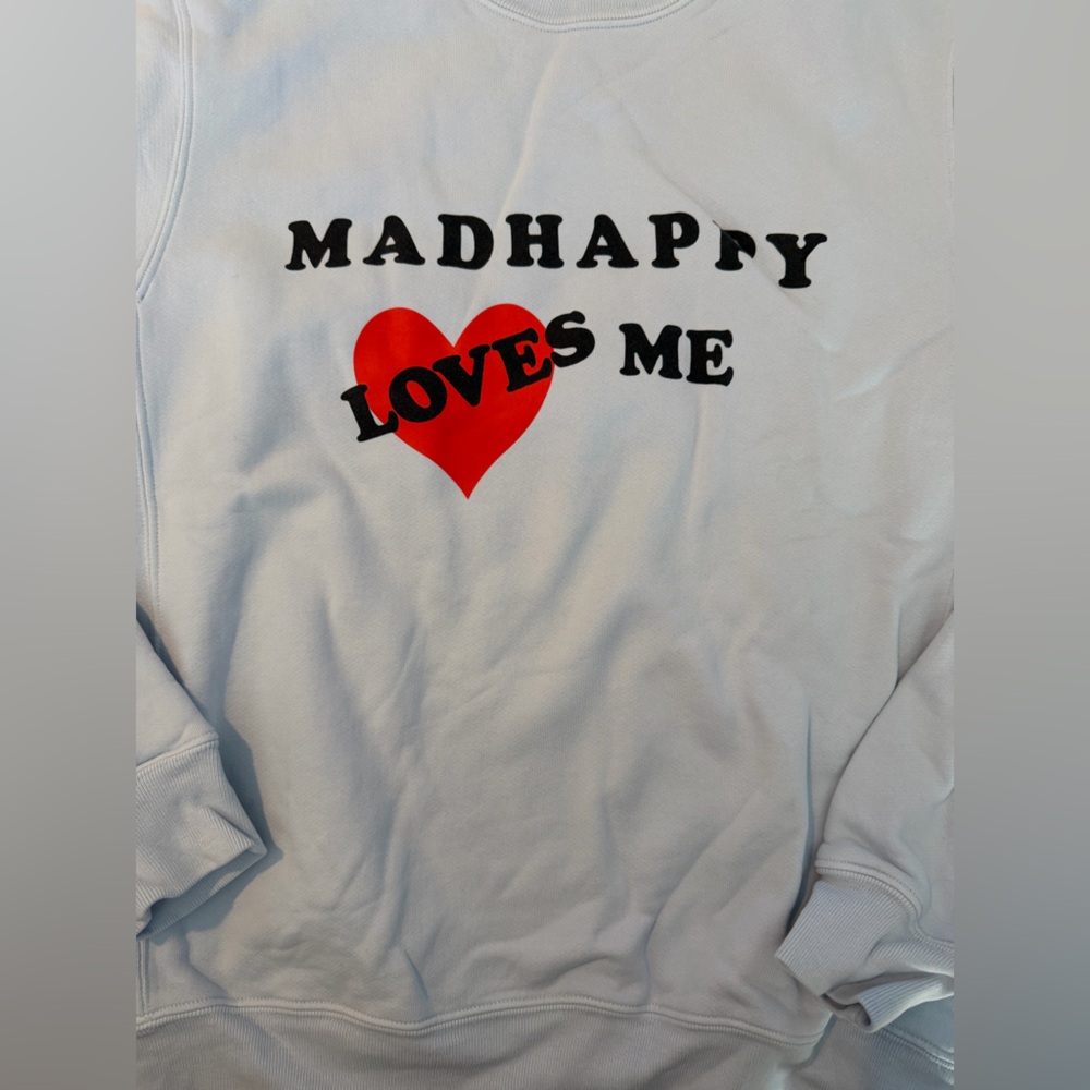 Madhappy White Hoodie with Red Heart crew neck